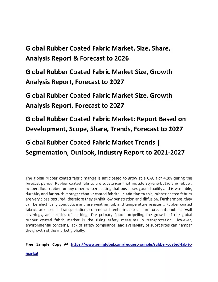 global rubber coated fabric market size share