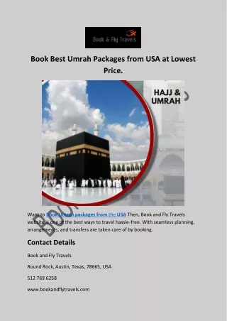 Book Umrah packages from USA