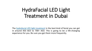 HydraFacial LED Light Treatment in Dubai
