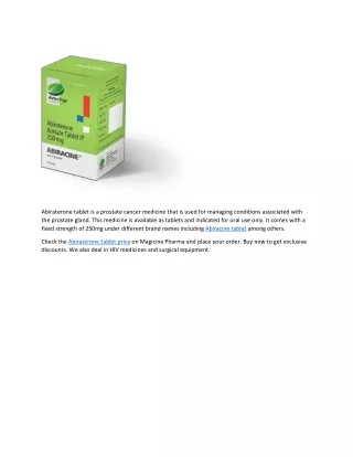 abiraterone tablet is a prostate cancer medicine