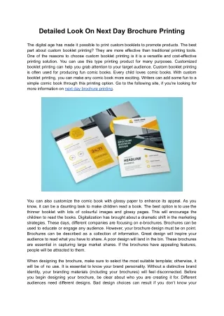 Detailed Look On Next Day Brochure Printing