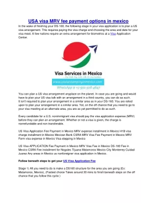 USA visa MRV fee payment options in mexico
