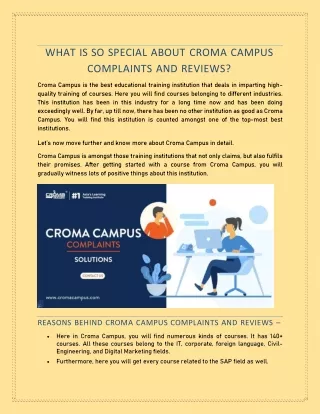 What Is So Special About Croma Campus Complaints And Reviews