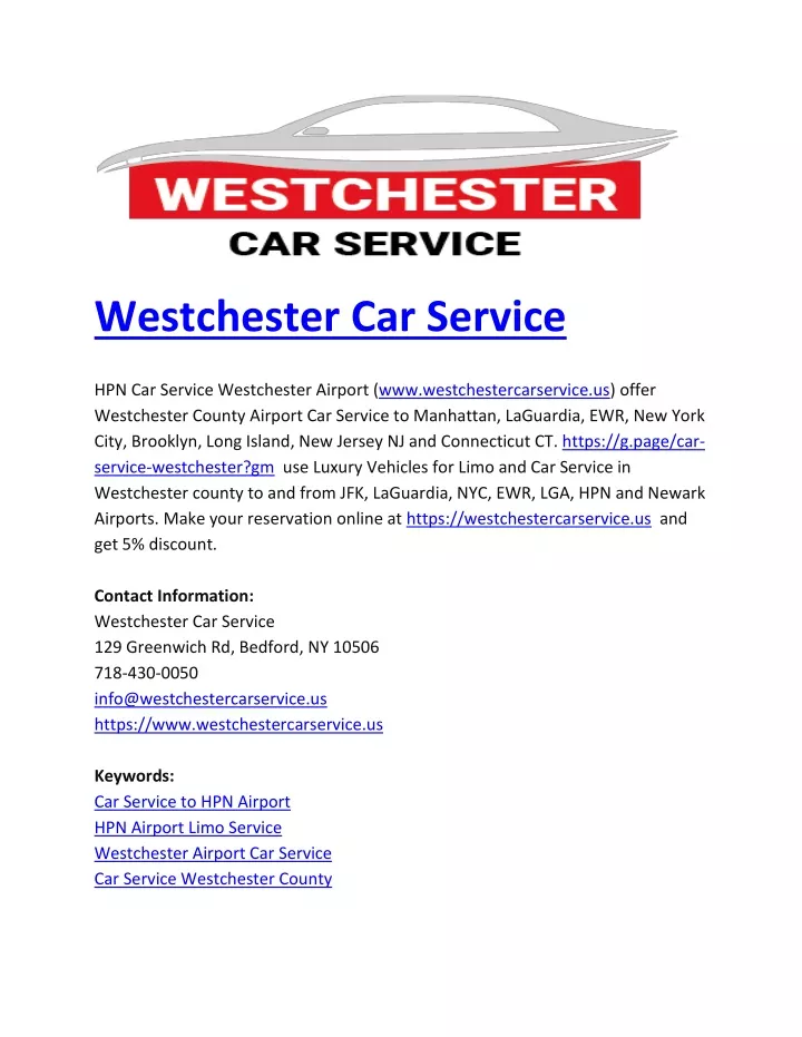westchester car service