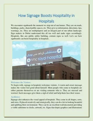 How Signage Boosts Hospitality in Hospitals