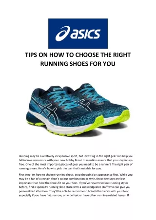 tips on how to choose the right running shoes