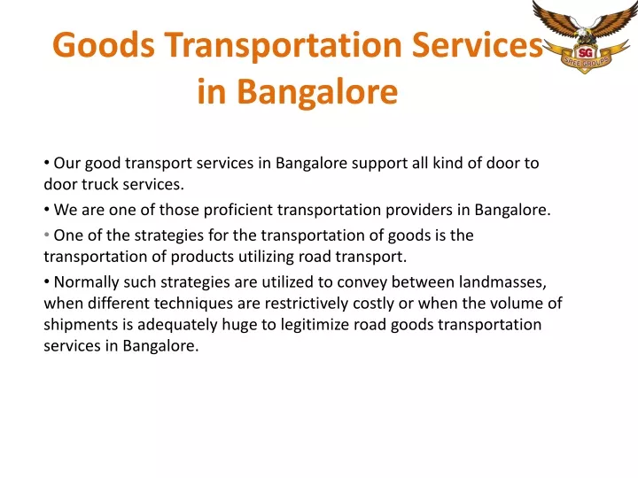 goods transportation services in bangalore