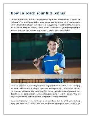 How To Teach Your Kid Tennis