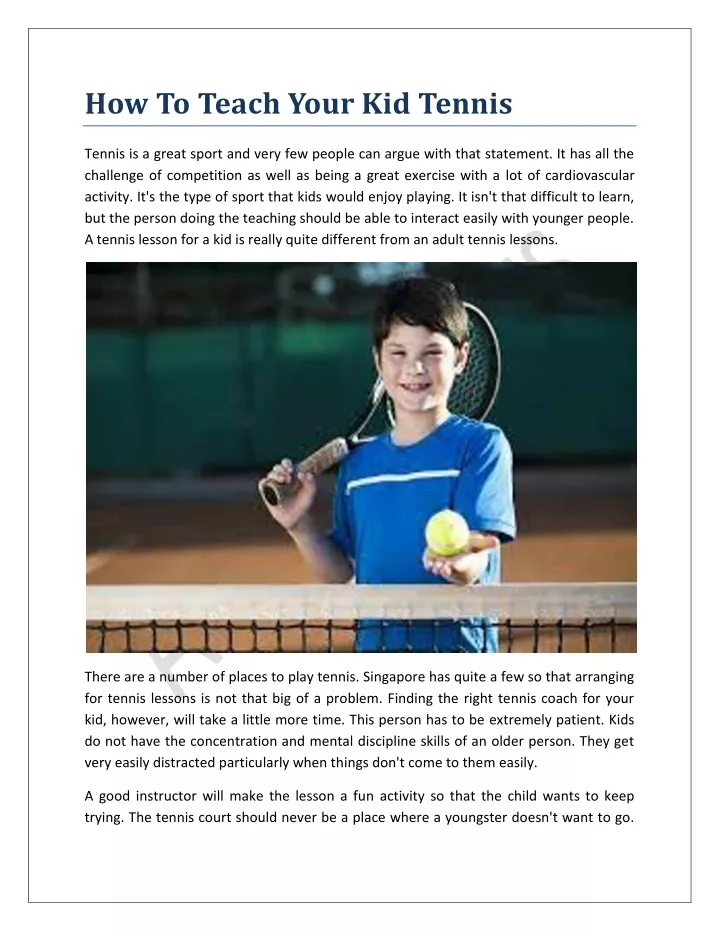 how to teach your kid tennis