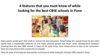 4 features that you must know of while looking for the best CBSE schools in Pune