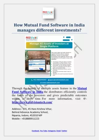 how mutual fund software in india manages