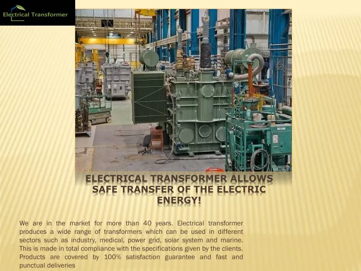 electrical transformer allows safe transfer of the electric energy