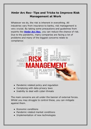 hmbr arc rec tips and tricks to improve risk