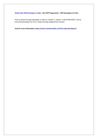 online hire php developer in india hire