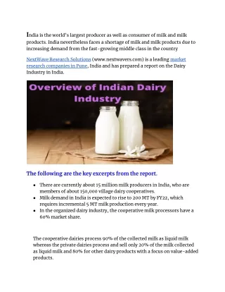 Overview of Indian Dairy Industry