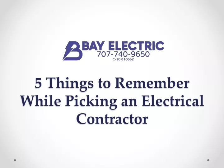 5 things to remember while picking an electrical contractor