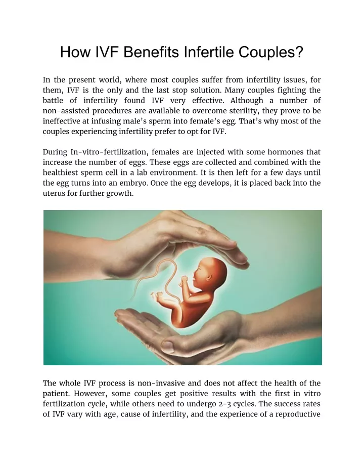 how ivf benefits infertile couples