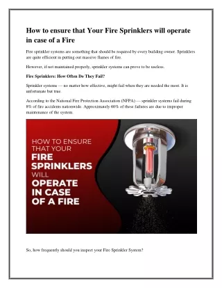 how to ensure that your fire sprinklers will