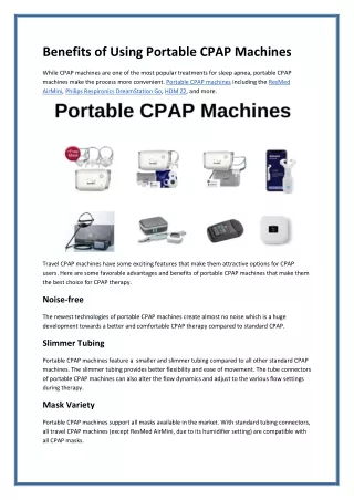 benefits of using portable cpap machines