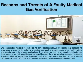 Reasons and Threats of A Faulty Medical Gas Verification