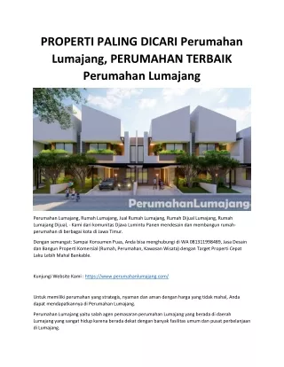 PROPERTI PALING DICARI Perumahan Lumajang, PERUMAHAN TERBAIK Perumahan Lumajang