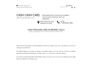 Cash For Junk Cars in Beverly Hills - Cash Cash Cars