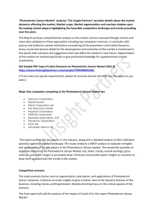 photoelectric sensor market study by the insight