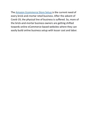 Amazon Ecommerce Store Setup