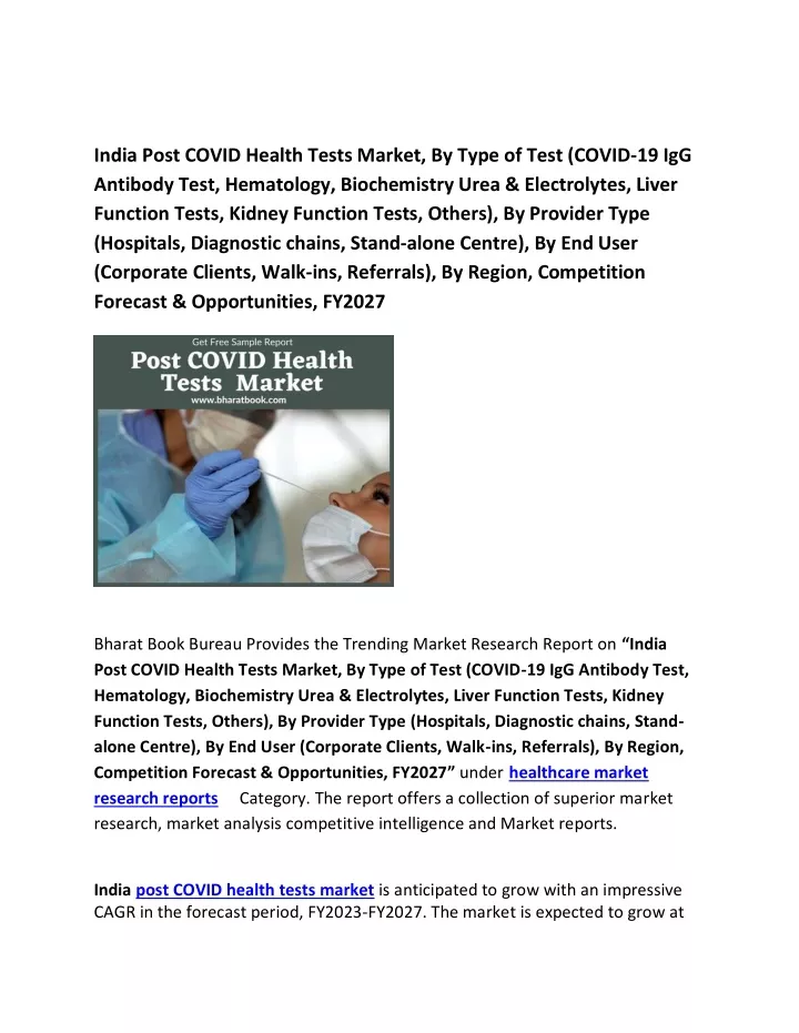 india post covid health tests market by type