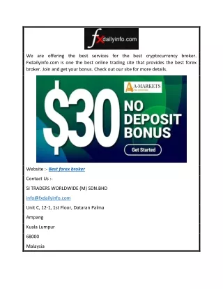 Best Forex Broker  Fxdailyinfo.com