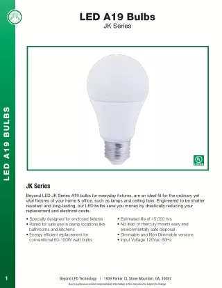 led a19 bulbs jk series