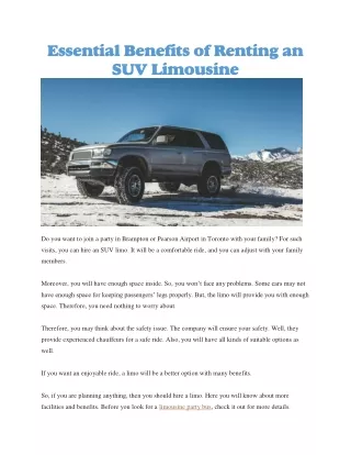 essential benefits of renting an suv limousine