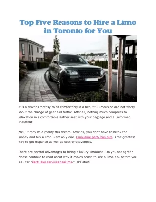 top five reasons to hire a limo in toronto for you