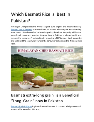 which basmati rice is best in pakistan