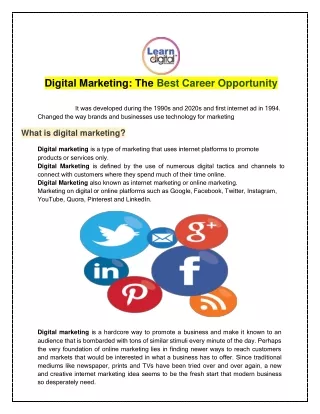 Digital Marketing The Best Career Opportunity