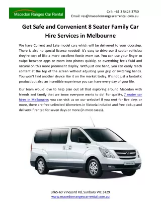 Get Safe And Convenient 8 Seater Family Car Hire Services In Melbourne