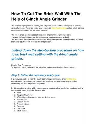 How To Cut The Brick Wall With The Help of 6-inch Angle Grinder