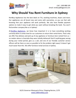 Why Should You Rent Furniture in Sydney