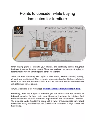 Points to consider while buying laminates for furniture