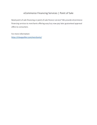 ecommerce financing services point of sale