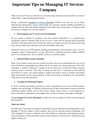 important tips on managing it services company