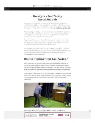Do a Quick Golf Swing Speed Analysis
