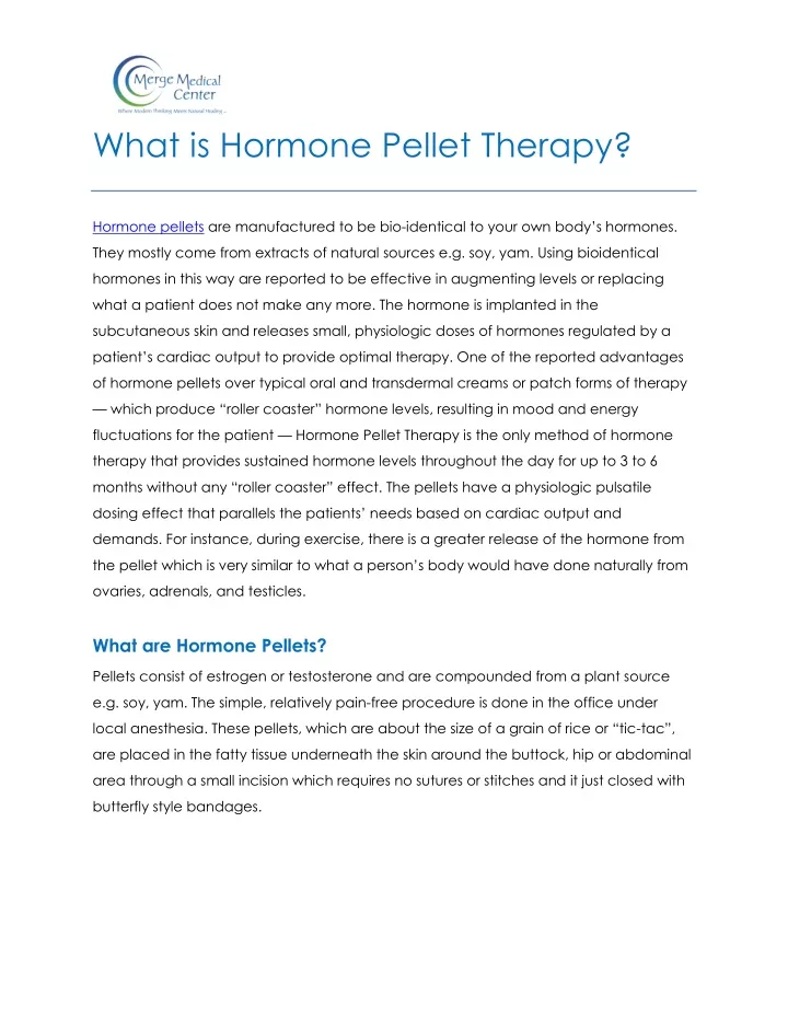 what is hormone pellet therapy