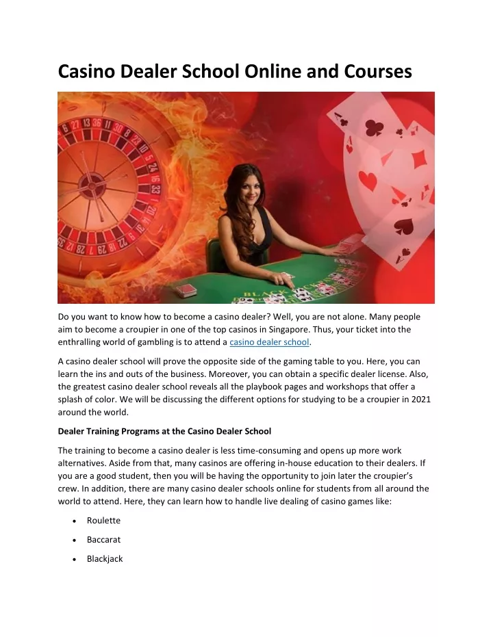 casino dealer school online and courses