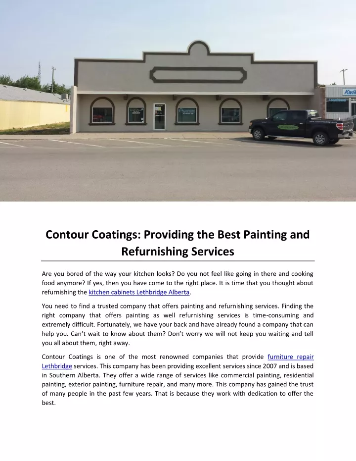 contour coatings providing the best painting