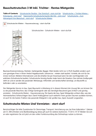 Schuttrutschen Mieten - Baumgarten Mietgeräte