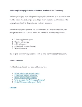 Arthroscopic Surgery_ Purpose, Procedure, Benefits, Cost & Recovery