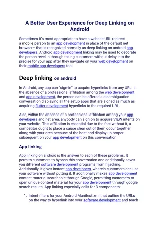 a better user experience for deep linking