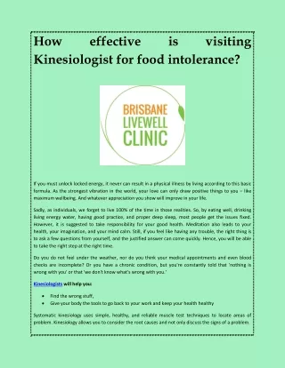 How effective is visiting Kinesiologist for food intolerance-converted
