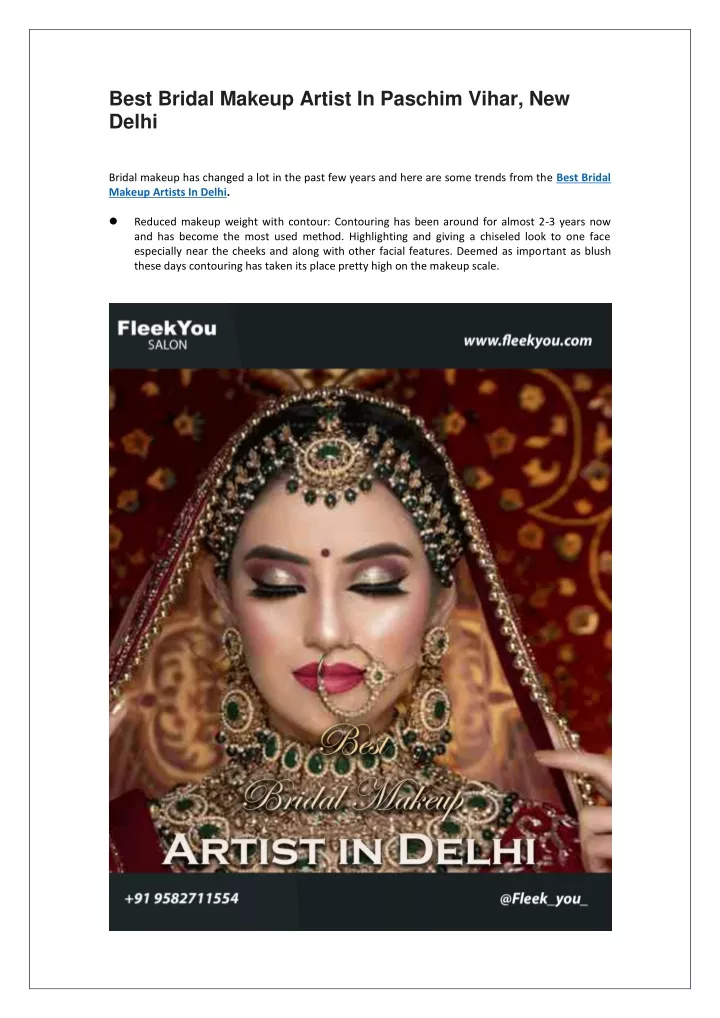 best bridal makeup artist in paschim vihar